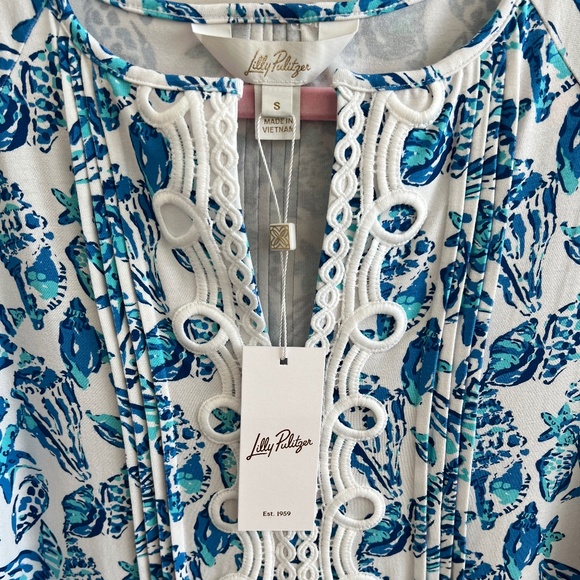 NWT LILLY PULITZER 🐚 Krysta Tunic Blue Shell Print Dress SIZE S - Picture 4 of 5